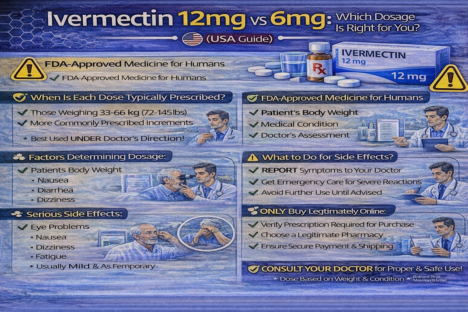Ivermectin 12mg vs 6mg tablet strength comparison for humans