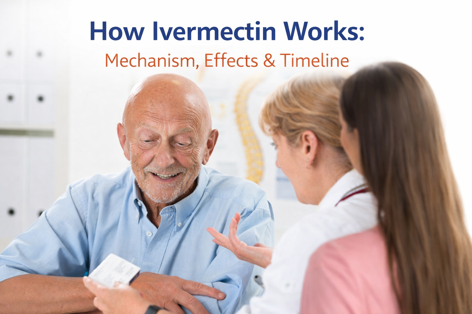 Medical illustration explaining how ivermectin works against parasites in humans
