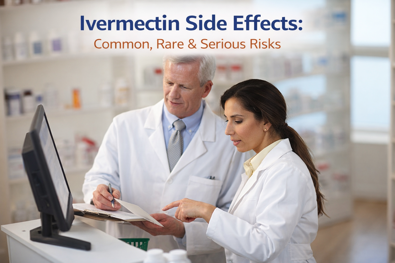 Doctor explaining ivermectin side effects and safety warnings to patient