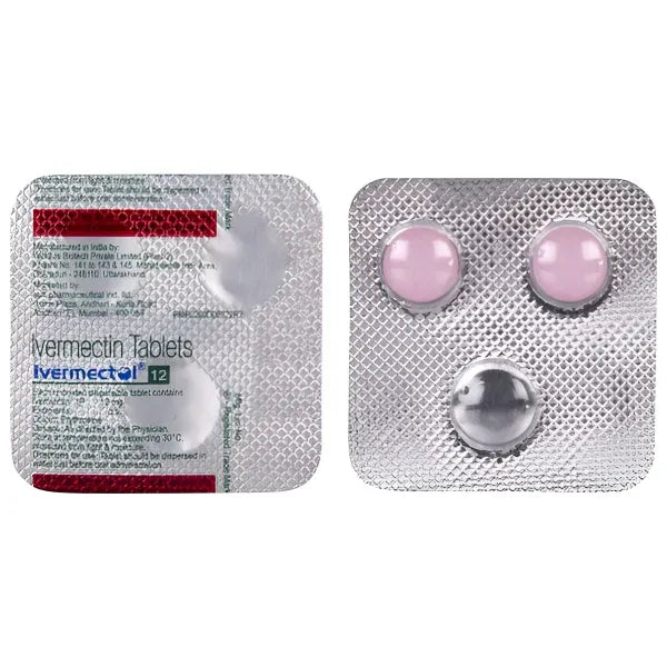 Ivermectol 12 generic tablet packaging strip containing Ivermectin Tablets USP 12 mg for high-strength parasitic, scabies, and worm infection support