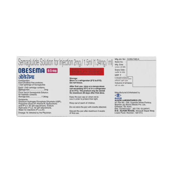 Buy Obesema 0.5mg Injection online for weight loss & type 2 diabetes control. Safe GLP-1 treatment. Order now for fast delivery & best price!