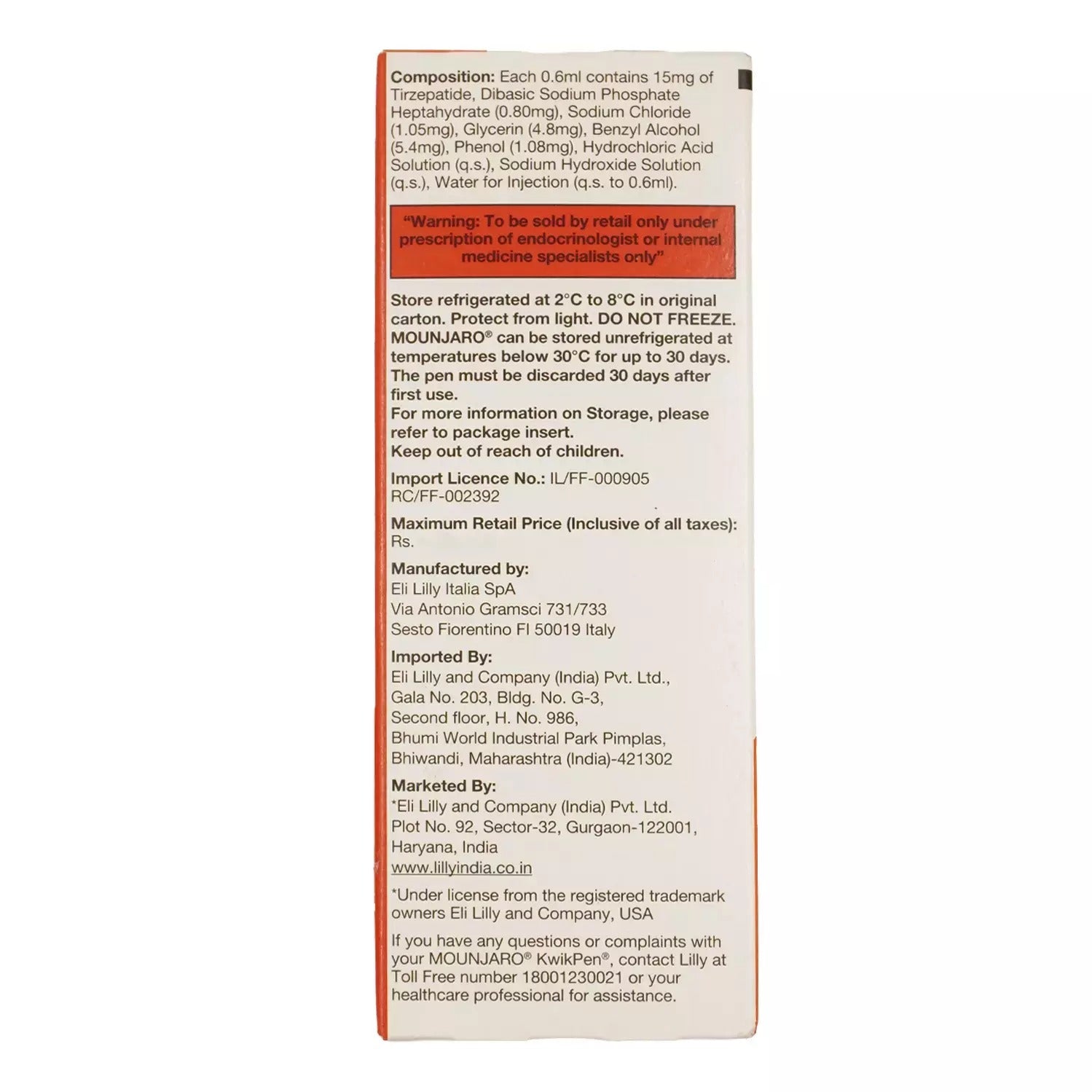 Mounjaro 12.5mg KwikPen (0.6ml per dose / 2.4ml Total) Advanced Dose