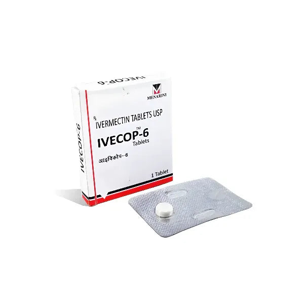 Ivecop DT 6mg generic dispersible tablet packaging strip containing Ivermectin 6mg for fast-acting scabies, lice, and worm infection support
