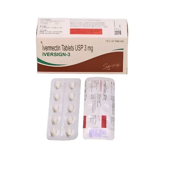 Ivermectin 3mg generic tablet strip from HAB Pharmaceuticals containing standard low-strength Ivermectin USP 3mg for gentle parasitic and intestinal worm clearance