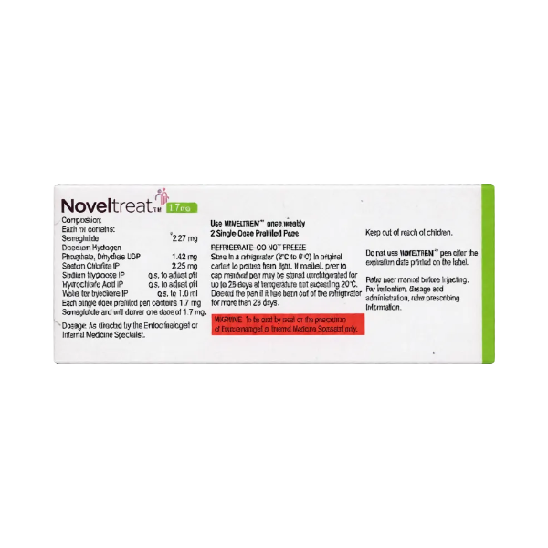 Noveltreat 1.7mg pre-filled pen for advanced semaglutide injection in chronic obesity management and superior weight loss therapy