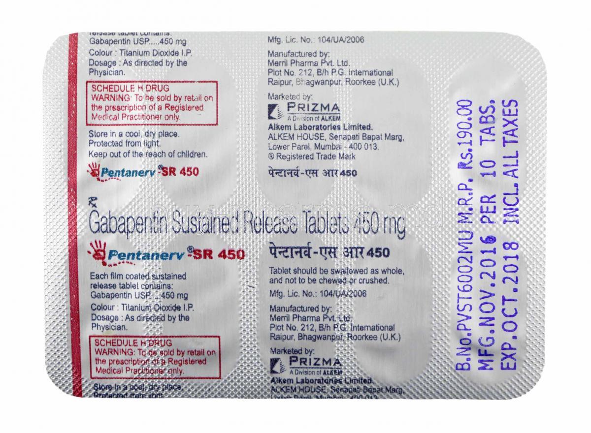Pentanerv SR 450 mg Tablets – Extended-Release Gabapentin for Nerve Pain & Epilepsy – Global Medship