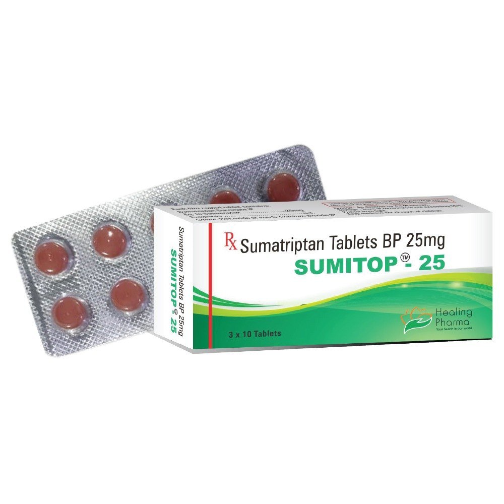 Sumitop 25 mg Tablets – Sumatriptan for Migraine Headache Relief – Global Medship